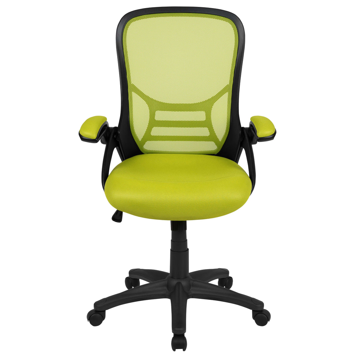 Green |#| High Back Green Mesh Ergonomic Office Chair with Black Frame and Flip-up Arms