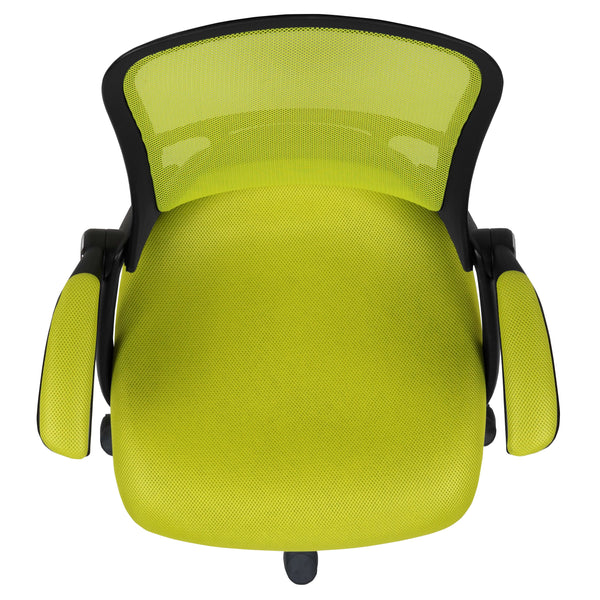 Green |#| High Back Green Mesh Ergonomic Office Chair with Black Frame and Flip-up Arms