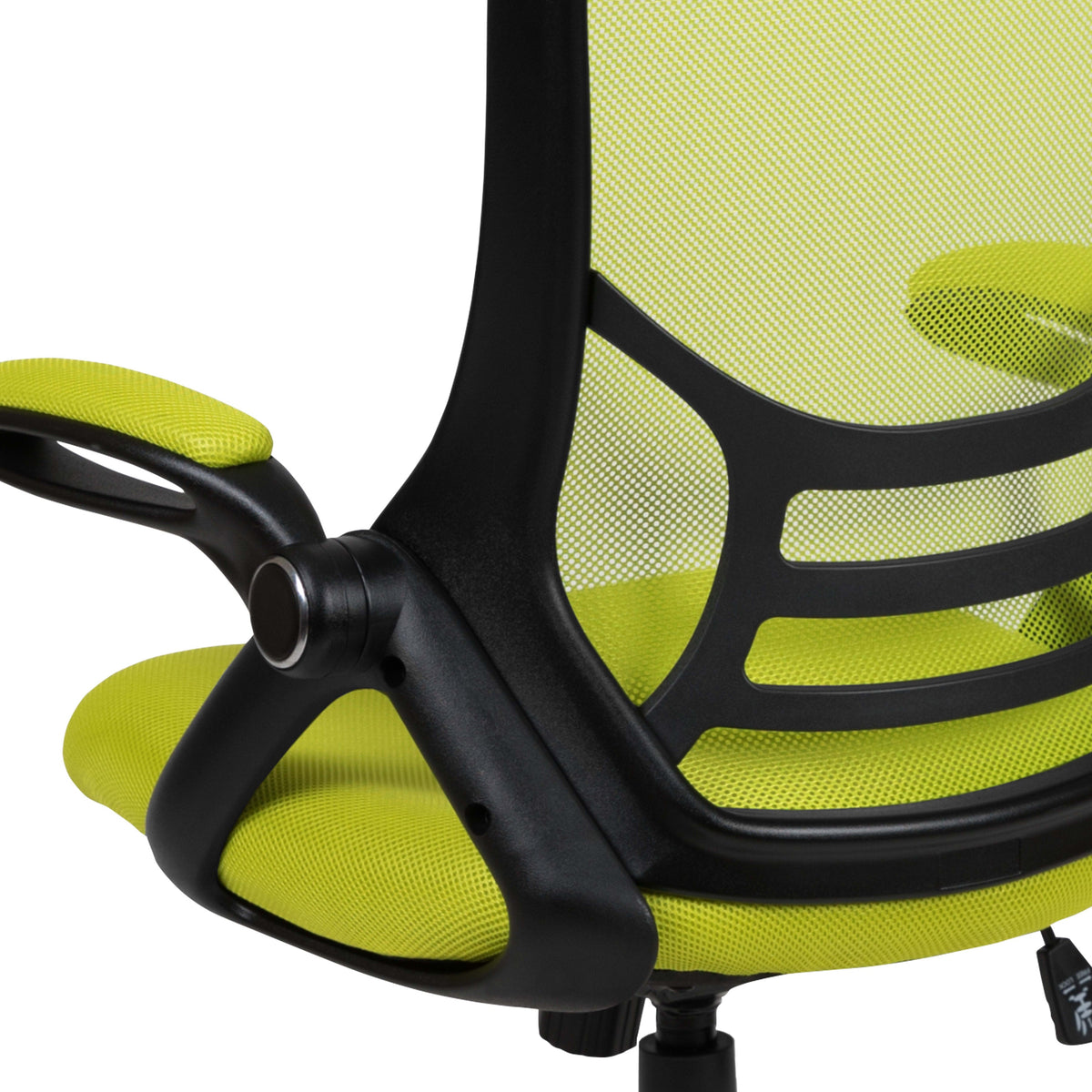 Green |#| High Back Green Mesh Ergonomic Office Chair with Black Frame and Flip-up Arms