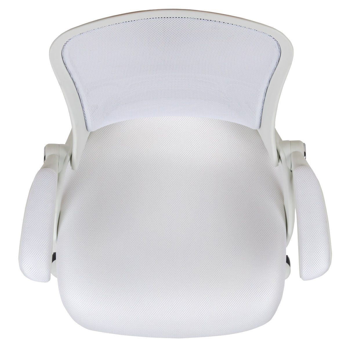 White |#| High Back White Mesh Ergonomic Office Chair with White Frame and Flip-up Arms