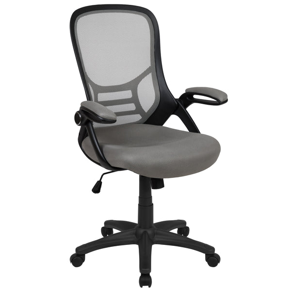 Light Gray |#| High Back Light Gray Mesh Ergonomic Office Chair w/ Black Frame and Flip-up Arms