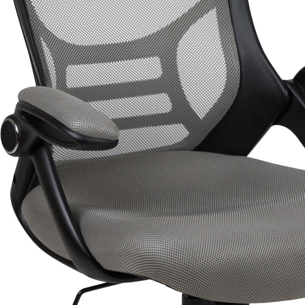 Light Gray |#| High Back Light Gray Mesh Ergonomic Office Chair w/ Black Frame and Flip-up Arms