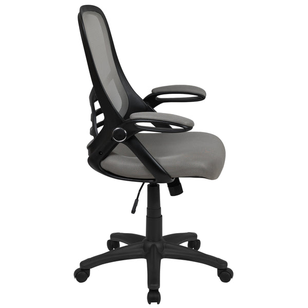 Light Gray |#| High Back Light Gray Mesh Ergonomic Office Chair w/ Black Frame and Flip-up Arms