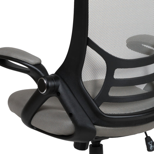 Light Gray |#| High Back Light Gray Mesh Ergonomic Office Chair w/ Black Frame and Flip-up Arms