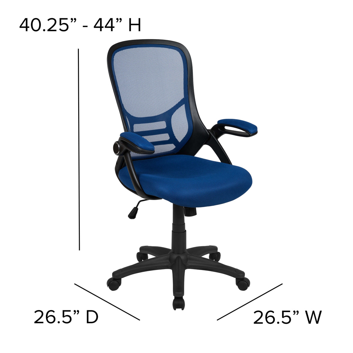 Blue |#| High Back Blue Mesh Ergonomic Office Chair with Black Frame and Flip-up Arms