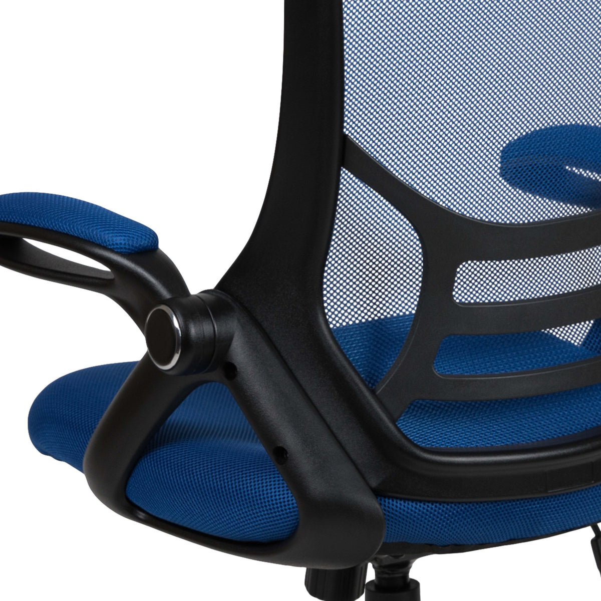 Blue |#| High Back Blue Mesh Ergonomic Office Chair with Black Frame and Flip-up Arms
