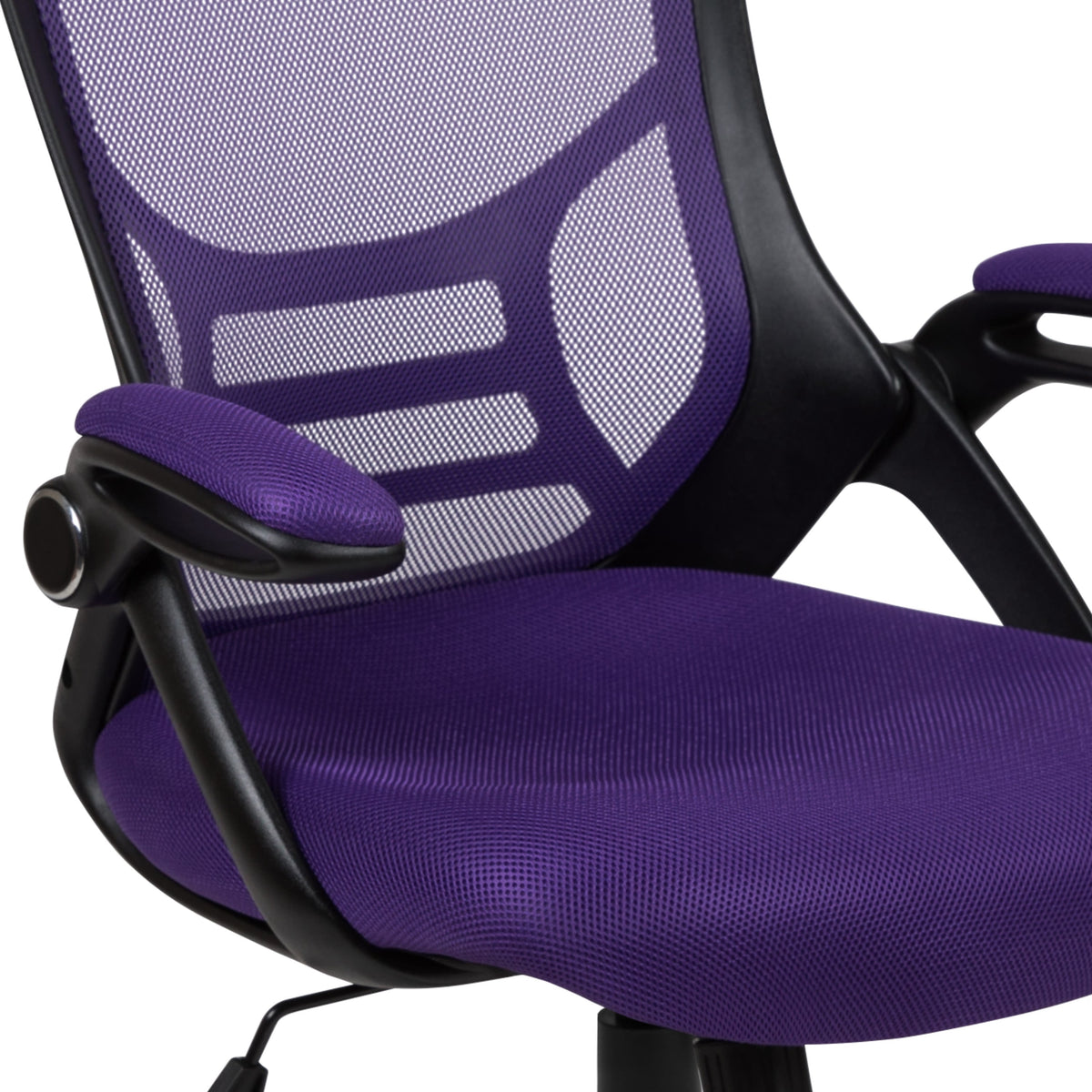 Purple |#| High Back Purple Mesh Ergonomic Office Chair with Black Frame and Flip-up Arms