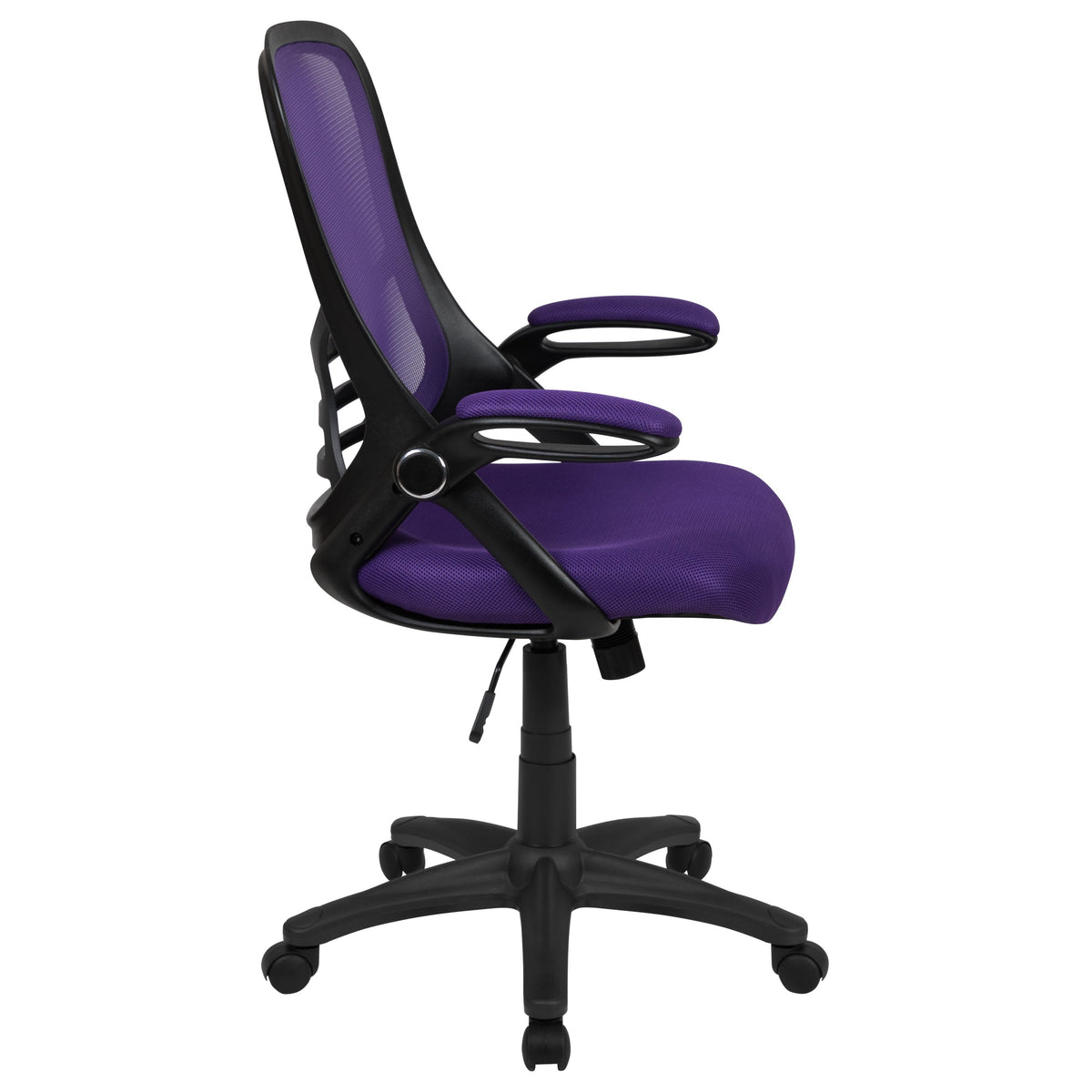 Purple |#| High Back Purple Mesh Ergonomic Office Chair with Black Frame and Flip-up Arms