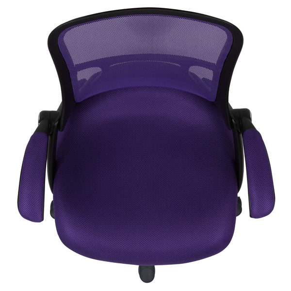 Purple |#| High Back Purple Mesh Ergonomic Office Chair with Black Frame and Flip-up Arms