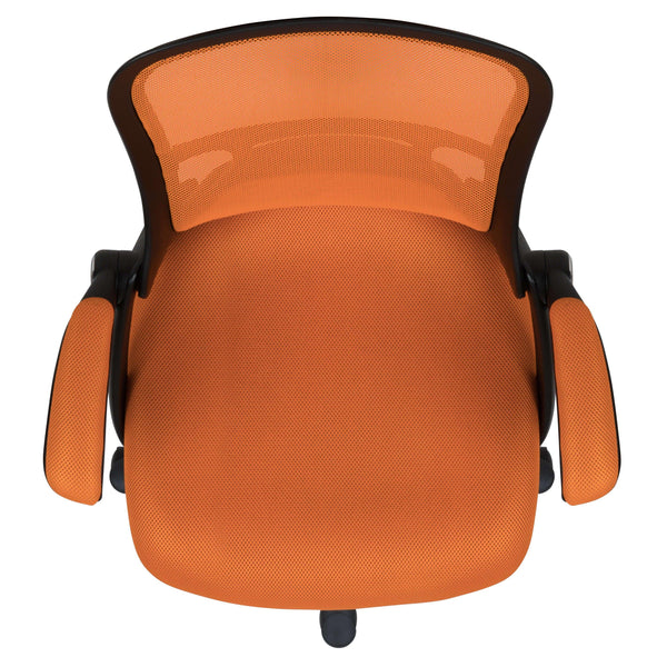 Orange |#| High Back Orange Mesh Ergonomic Office Chair with Black Frame and Flip-up Arms