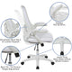 White |#| High Back White Mesh Ergonomic Office Chair with White Frame and Flip-up Arms