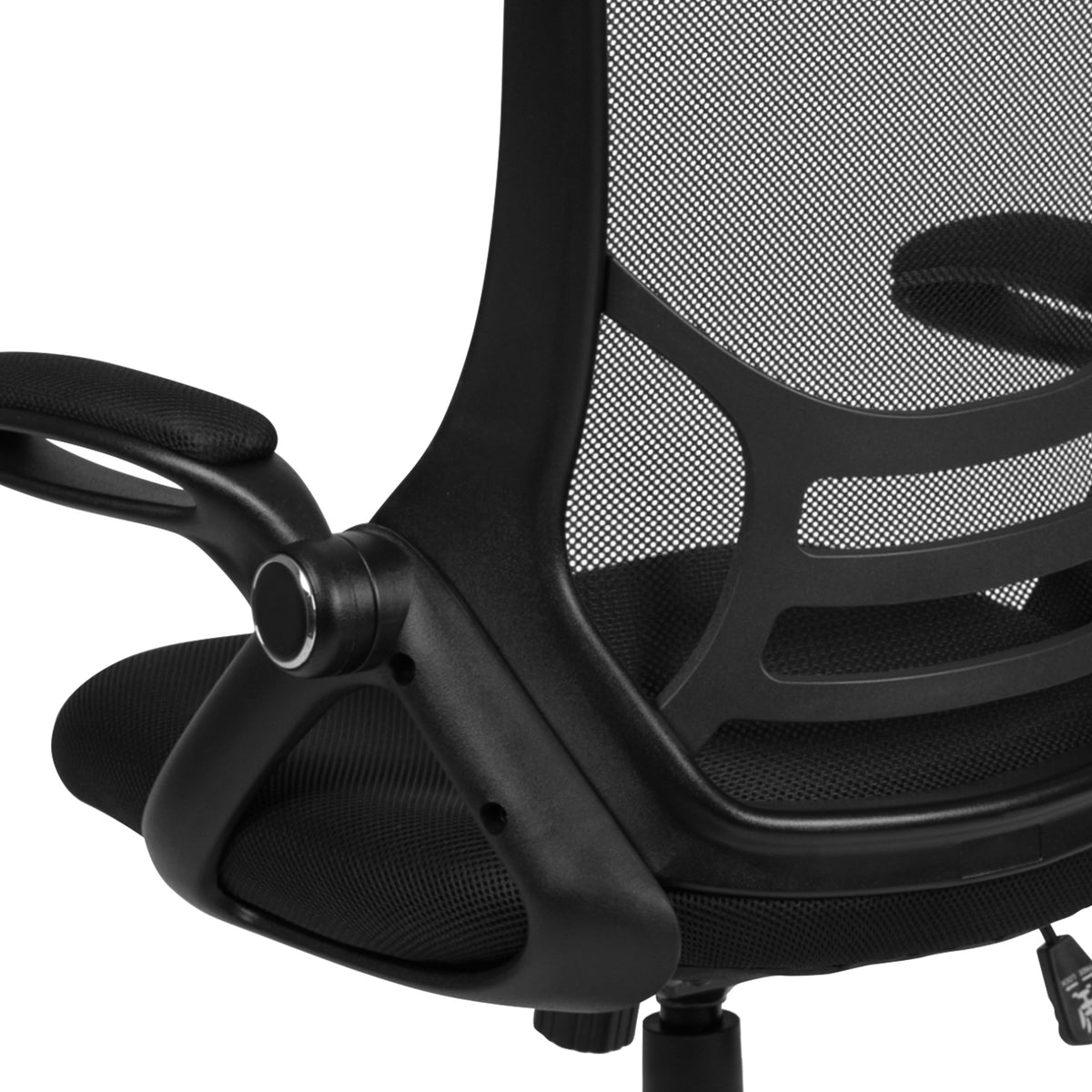 Black |#| High Back Black Mesh Ergonomic Office Chair with Black Frame and Flip-up Arms