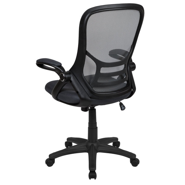 Dark Gray |#| High Back Dark Gray Mesh Ergonomic Office Chair w/ Black Frame and Flip-up Arms