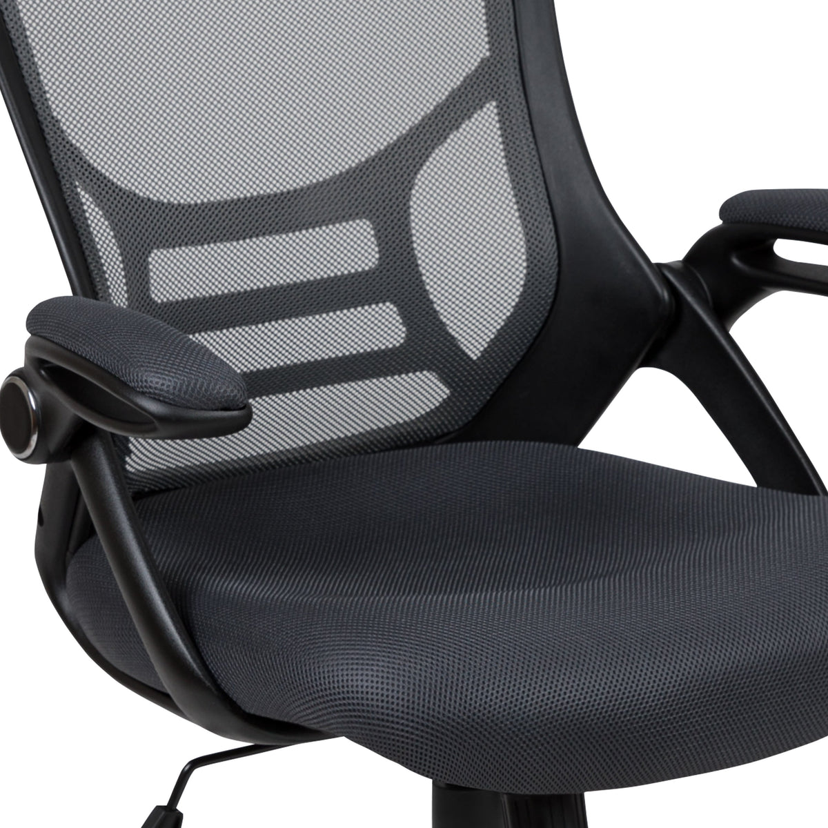 Dark Gray |#| High Back Dark Gray Mesh Ergonomic Office Chair w/ Black Frame and Flip-up Arms