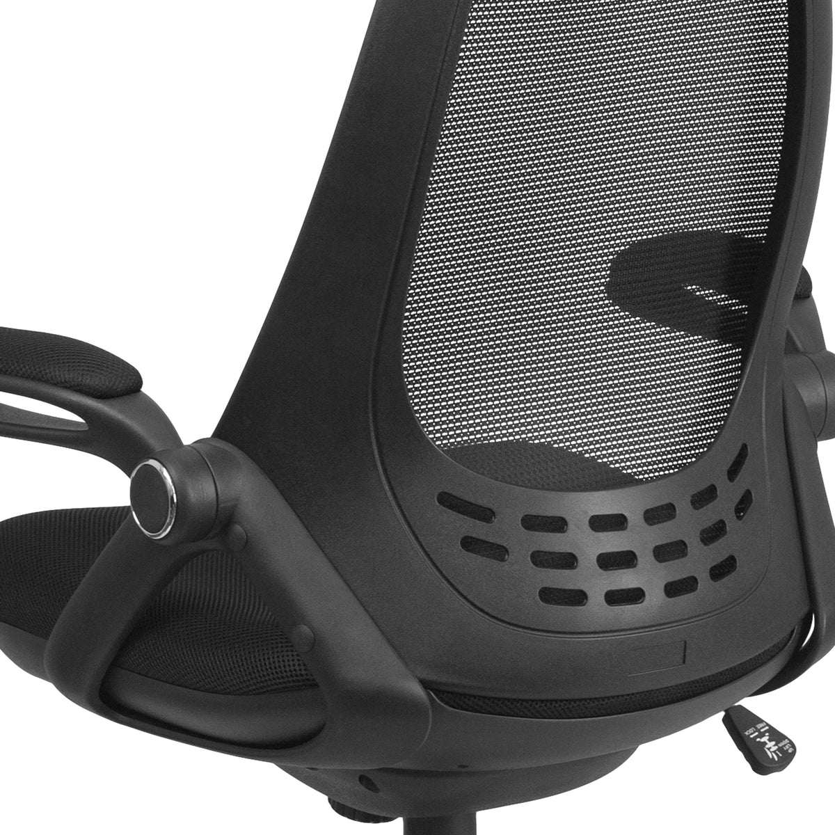 Black Mesh |#| High Back Black Mesh Executive Swivel Office Chair with Flip-Up Arms