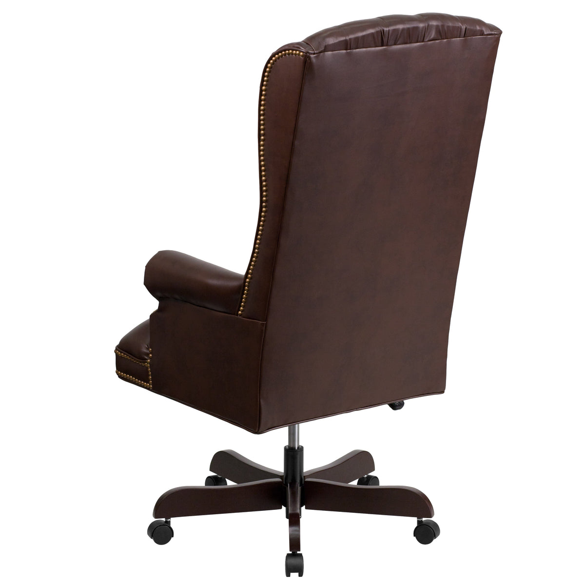 Brown |#| High Back Tufted Brown LeatherSoft Executive Swivel Ergonomic Office Chair