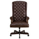 Brown |#| High Back Tufted Brown LeatherSoft Executive Swivel Ergonomic Office Chair