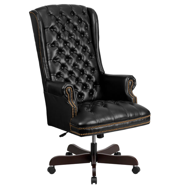 Black |#| High Back Tufted Black LeatherSoft Executive Swivel Ergonomic Office Chair