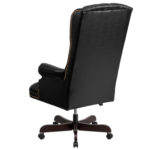 Black |#| High Back Tufted Black LeatherSoft Executive Swivel Ergonomic Office Chair