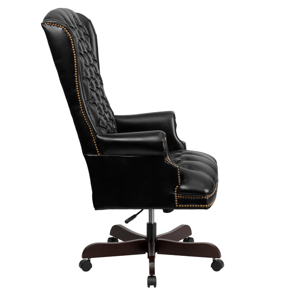 Black |#| High Back Tufted Black LeatherSoft Executive Swivel Ergonomic Office Chair