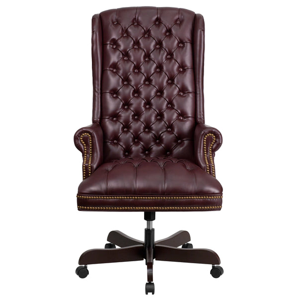 Brown |#| High Back Tufted Brown LeatherSoft Executive Swivel Ergonomic Office Chair