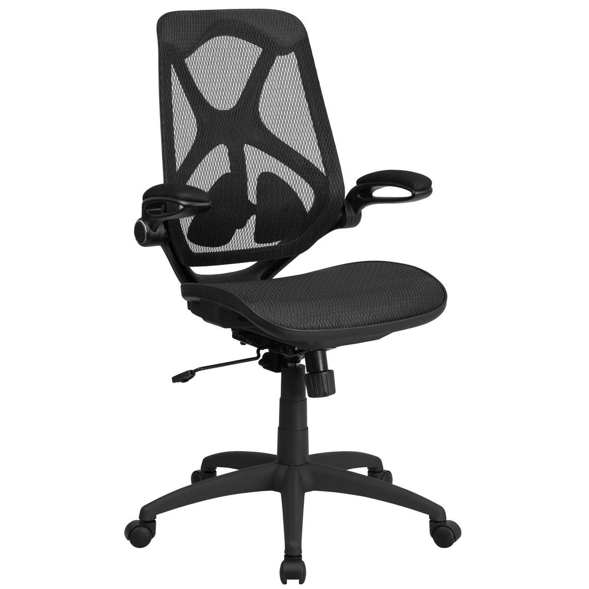 High Back Black Mesh Ergonomic Office Chair-Adjustable Lumbar, 2-Paddle Control