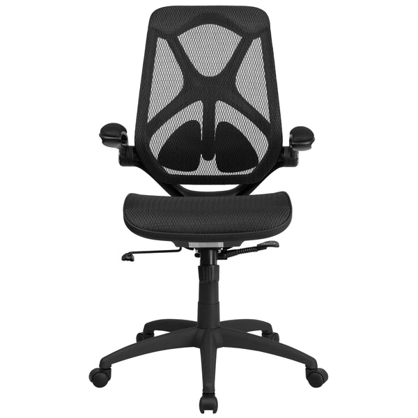 High Back Black Mesh Ergonomic Office Chair-Adjustable Lumbar, 2-Paddle Control