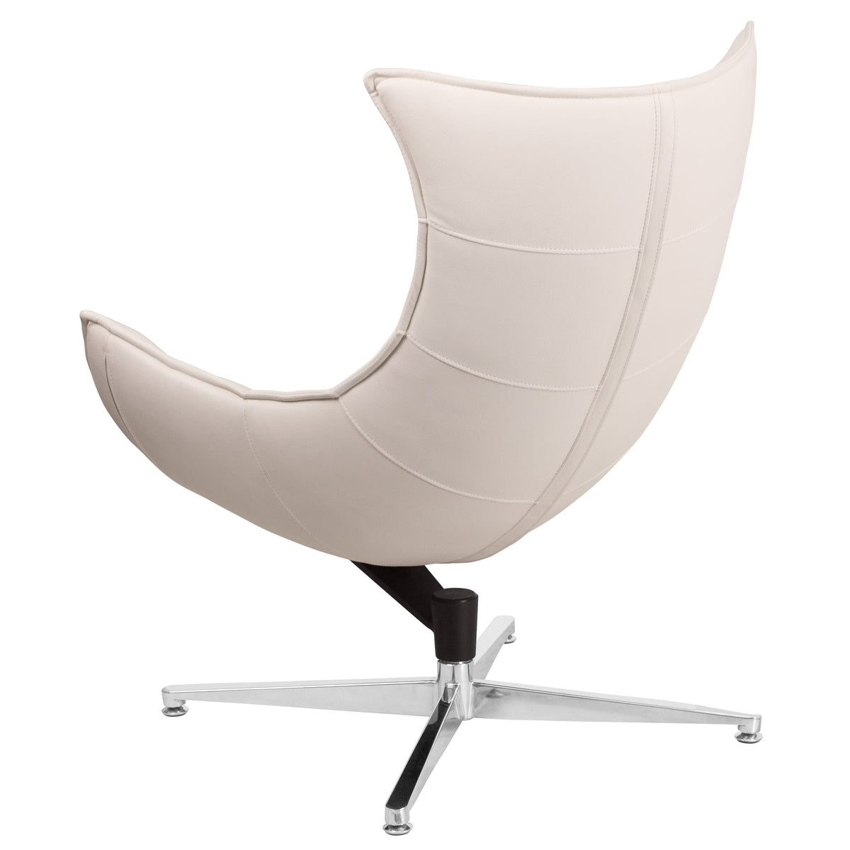 Creamy White |#| White LeatherSoft Upholstered Swivel Cocoon Chair with Integrated Arms