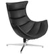 Black |#| Black LeatherSoft Upholstered Swivel Cocoon Chair w/Integrated Curved Arms