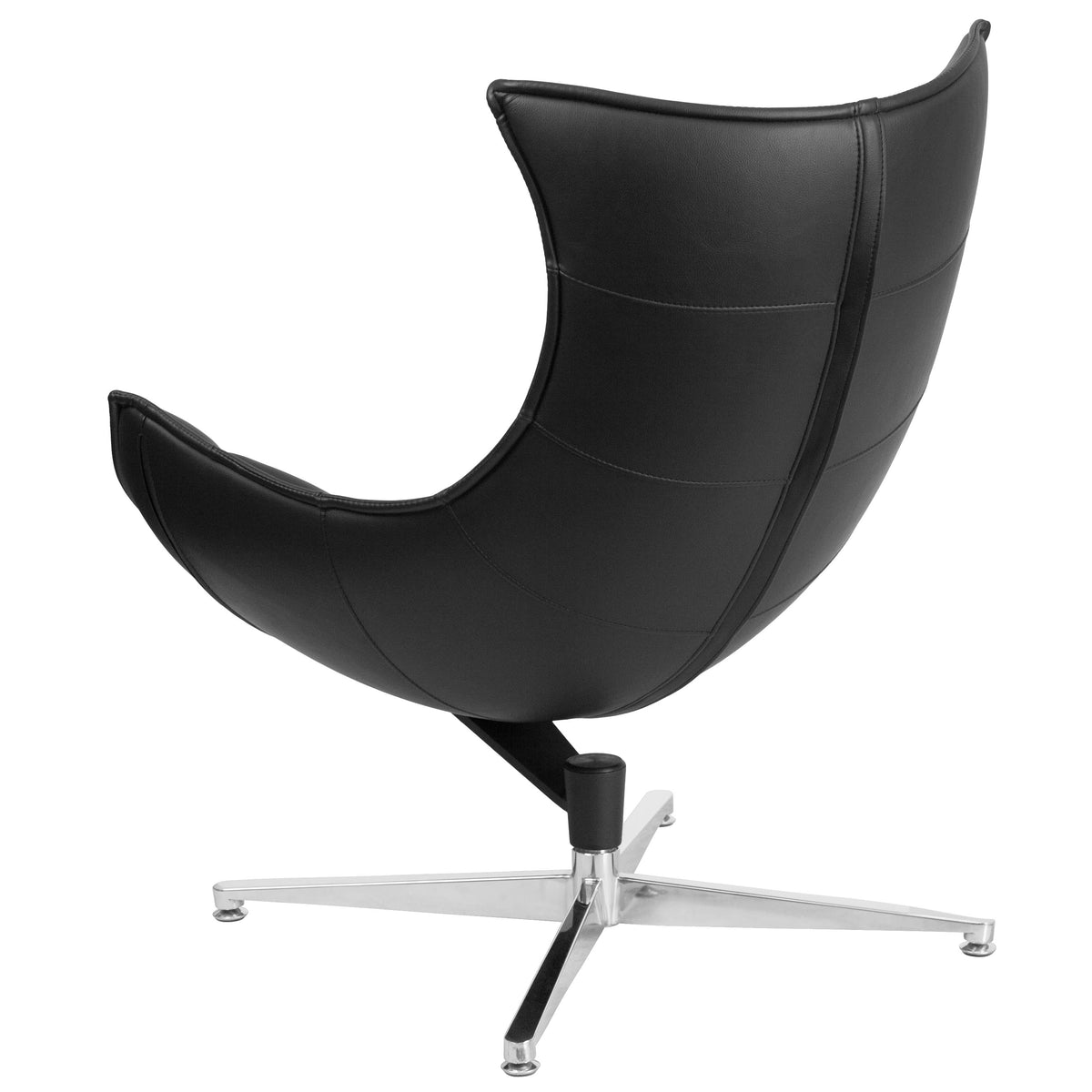 Black |#| Black LeatherSoft Upholstered Swivel Cocoon Chair w/Integrated Curved Arms