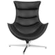 Black |#| Black LeatherSoft Upholstered Swivel Cocoon Chair w/Integrated Curved Arms