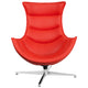 Red |#| Red LeatherSoft Upholstered Swivel Cocoon Chair with Integrated Arms