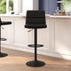 Black |#| Set of 2 Commercial Armless Adjustable Height Barstools in Black LeatherSoft