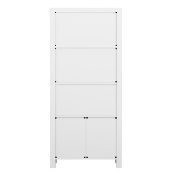 Gray Frame/Brushed Nickel Hardware |#| Gray 4 Tier Shaker Style Bookcase with Cabinet and Brushed Nickel Hardware