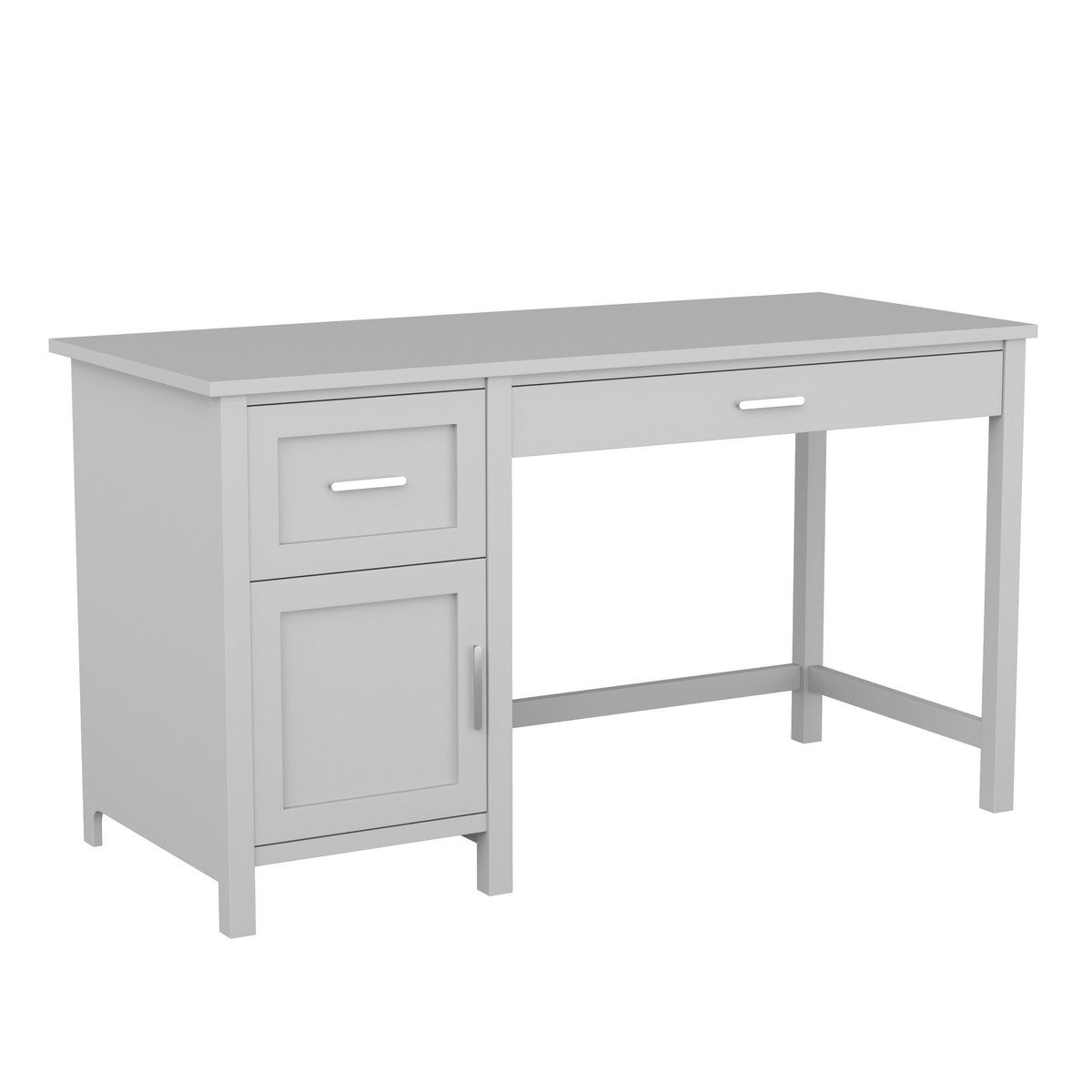 Gray Frame/Brushed Nickel Hardware |#| Gray Shaker Style Home Office Desk with Storage and Brushed Nickel Hardware