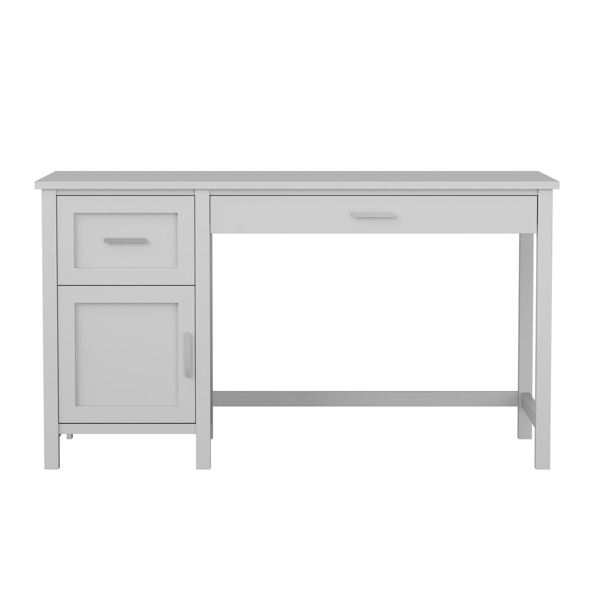 Gray Frame/Brushed Nickel Hardware |#| Gray Shaker Style Home Office Desk with Storage and Brushed Nickel Hardware