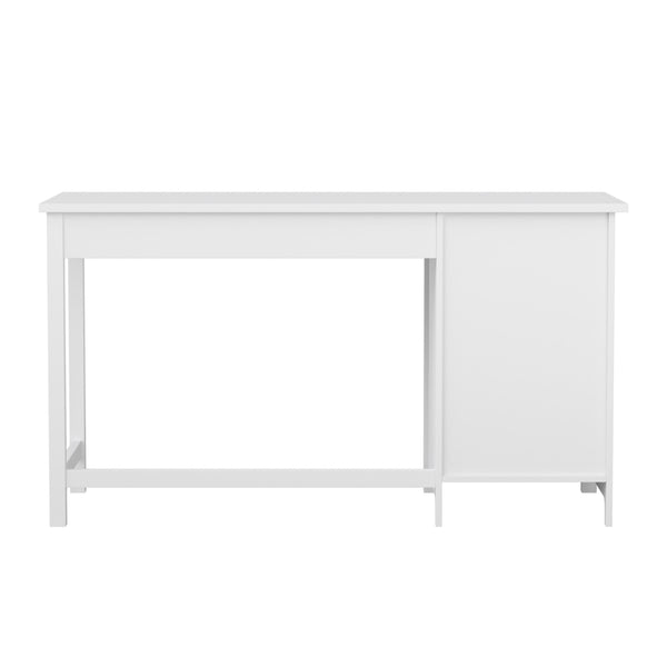 White Frame/Polished Brass Hardware |#| White Shaker Style Home Office Desk with Storage and Polished Brass Hardware