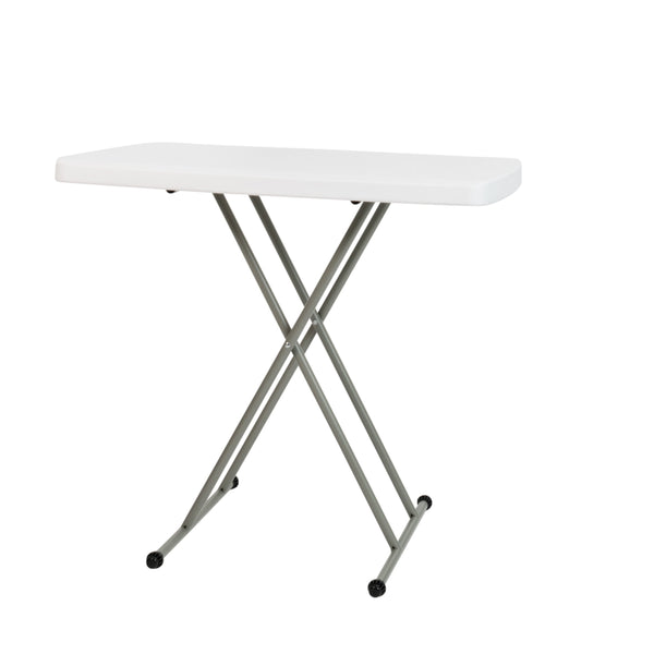30" |#| 30 Inch Height Adjustable Plastic Folding TV Tray/Laptop Table in Granite White