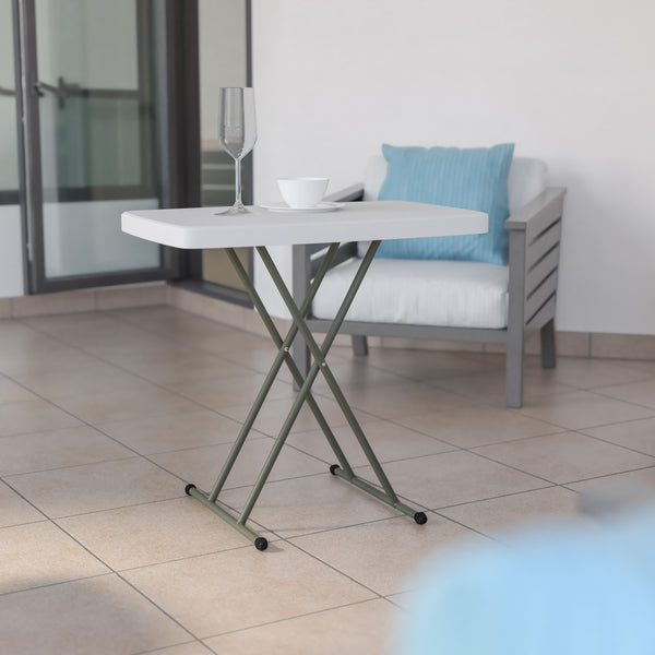 30" |#| 30 Inch Height Adjustable Plastic Folding TV Tray/Laptop Table in Granite White
