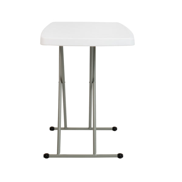 30" |#| 30 Inch Height Adjustable Plastic Folding TV Tray/Laptop Table in Granite White