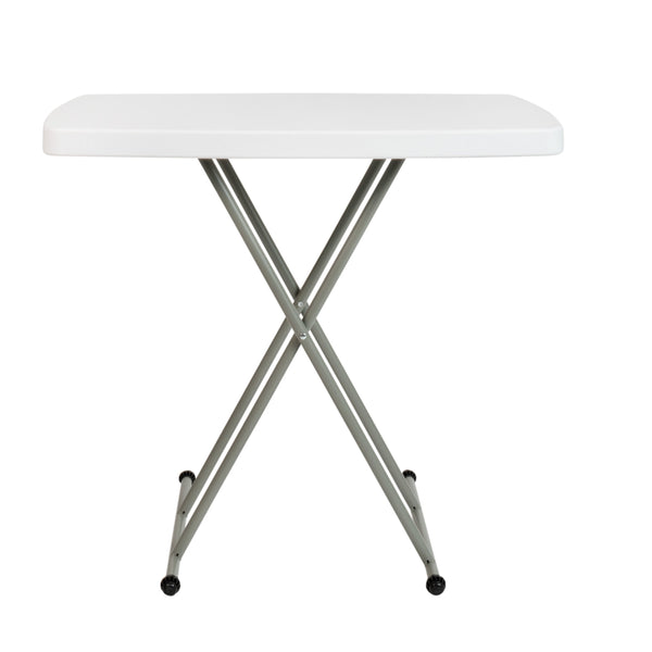 30" |#| 30 Inch Height Adjustable Plastic Folding TV Tray/Laptop Table in Granite White