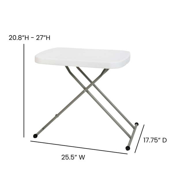 26" |#| 26 Inch Height Adjustable Plastic Folding TV Tray/Laptop Table in Granite White