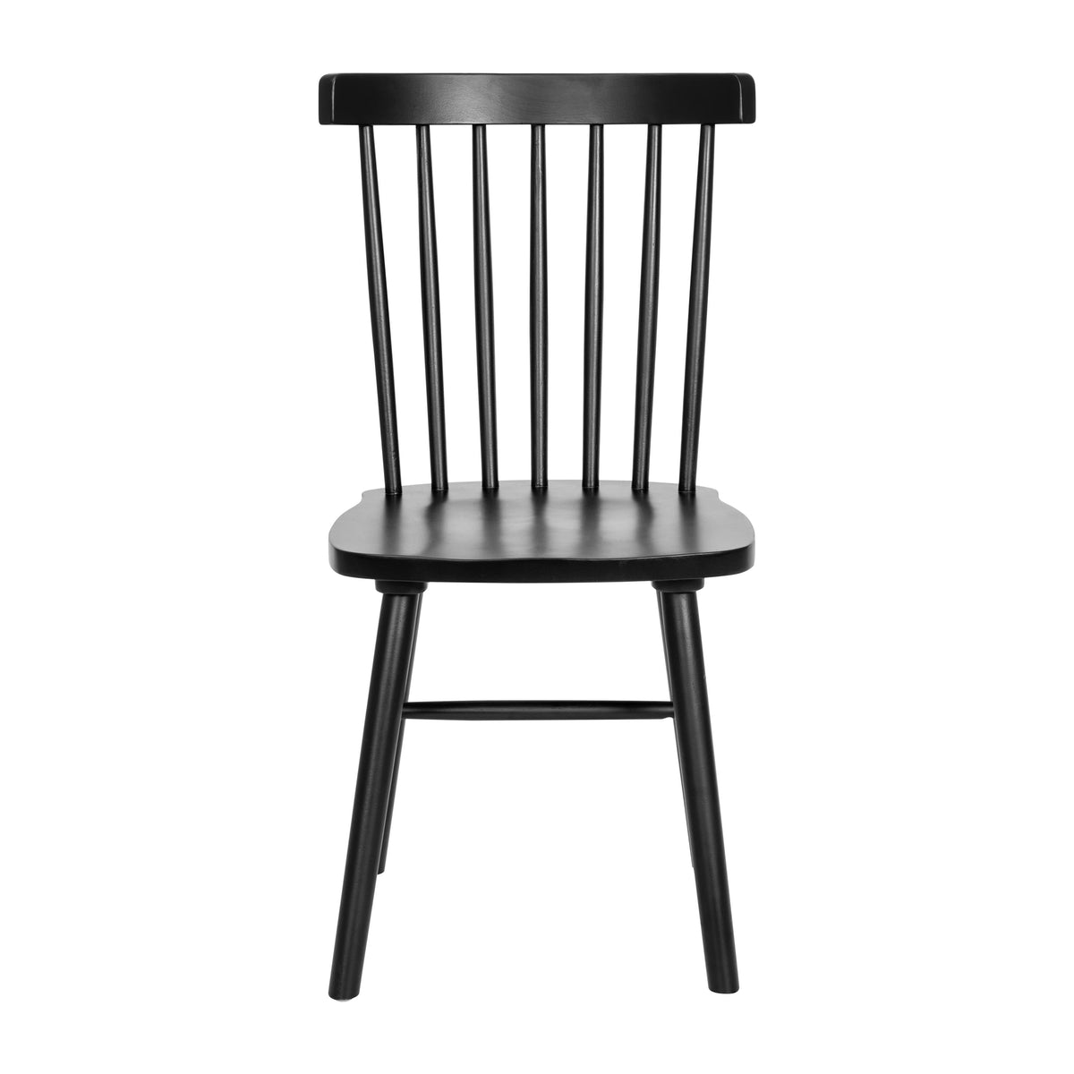 Black |#| Windsor Style Commercial Solid Wood Spindle Back Dining Chairs in Black-Set of 2