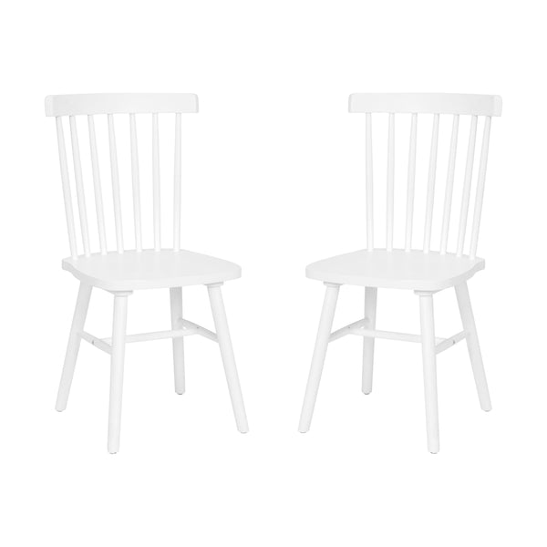 White |#| Windsor Style Commercial Solid Wood Spindle Back Dining Chairs in White-Set of 2