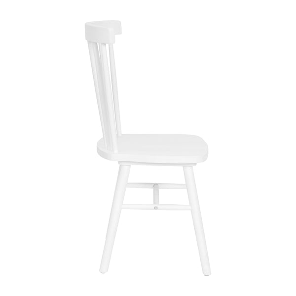 White |#| Windsor Style Commercial Solid Wood Spindle Back Dining Chairs in White-Set of 2