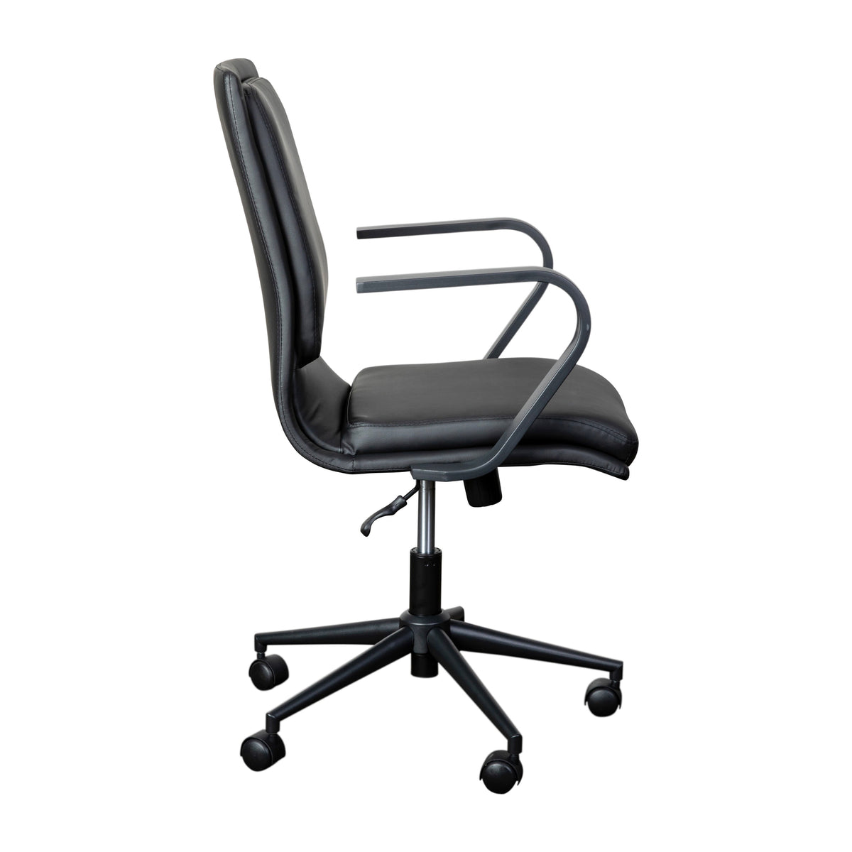 Black LeatherSoft/Black Frame |#| Designer Executive Swivel Office Chair with Black Arms and Base, Black