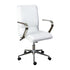 James Mid-Back Designer Executive Upholstered Office Chair with Brushed Metal Base and Arms