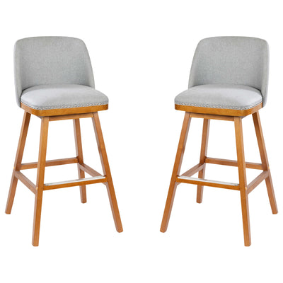 Julia Set of 2 Transitional Upholstered Barstools with Nailhead Trim and Solid Wood Frames - View 1
