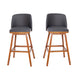 Gray LeatherSoft |#| 2 Pack Commercial Walnut Finish Wood Barstools with Nail Trim-Gray LeatherSoft