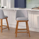 Gray Faux Linen |#| 2 Pack Commercial Walnut Finish Wood Counter Stools - Gray Faux Linen
